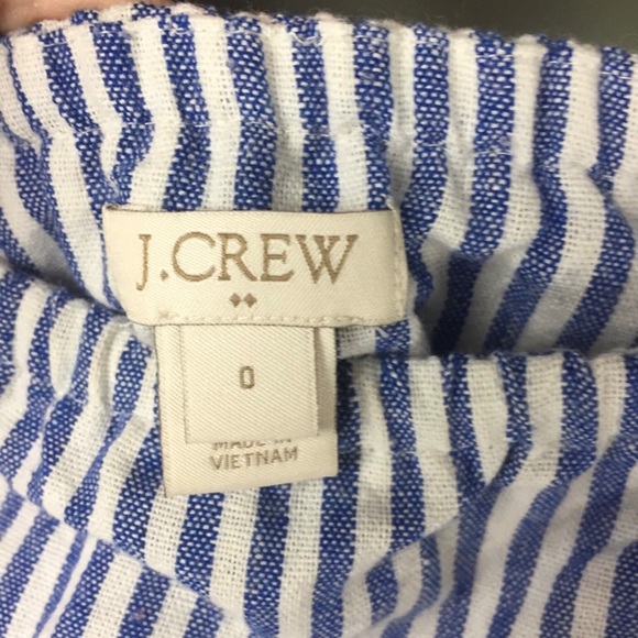 J Crew Factory Striped Flounce Cold Shoulder Linen Blend Top Size 0 - Picture 3 of 8